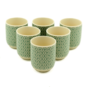 6x Herbal Tea Cups - Green Mosaic
