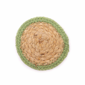 Natural Coaster - Jute & Cotton 10cm  (set of 4) - Olive Border