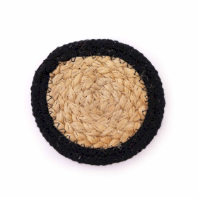 Natural Coaster - Jute & Cotton 10cm  (set of 4) - Black Border