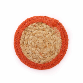 Natural Coaster - Jute & Cotton 10cm  (set of 4) - Clay Border