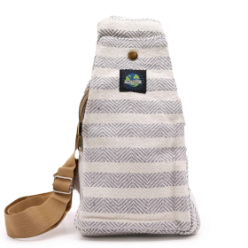 Body Cross Bag Natural Cotton - Grey & White