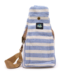 Body Cross Bag Natural Cotton - Blue & White