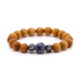 3x Cedarwood Throat Chakra Bangle with Sodalite