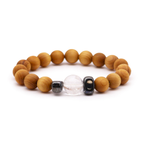 3x Cedarwood Crown Chakra Bangle with Clear Quartz