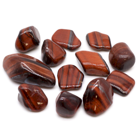 12x African Gemstone Tiger\'s Eye - Red - Size 7 - 26mm