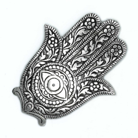 6x Polished Aluminium Hamsa Incense Holder 14cm