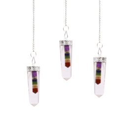 3x Crystal - 7 Chakra Bounded Thin Point Flat Pendants