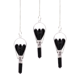 3x Angel Pendulum with Ring- Black Agate