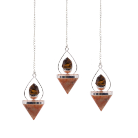 Gemstone Lantern of Life Pendulum - Sunstone & Tiger Eye