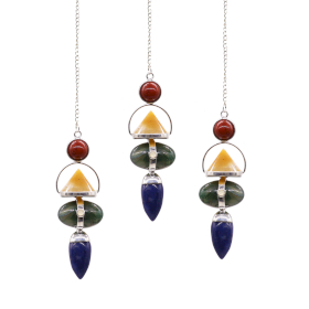 Four Elements Gemstone Pendulum - Red Jasper, Yellow Aventurine, Moss Agate, Sodalite & Moonstone