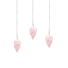 Raw Gemstone Pendulum - Rose Quartz