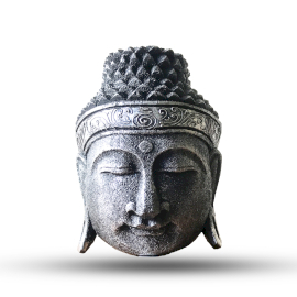 Home Decoration Buddha Head - 25cm - Silver Shine Finish