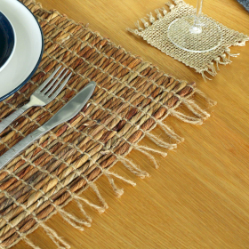 Water Hyacinth Natural Placemat - Robusta and Fringe