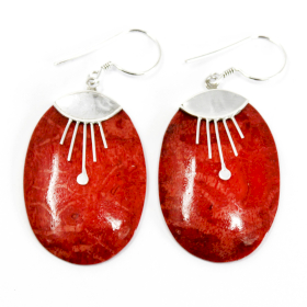 Coral Style 925 Silver Earring - Oval Décor