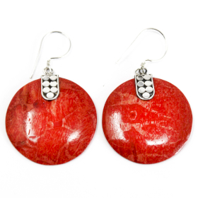 Coral Style 925 Silver Earring - Disc Disc Décor