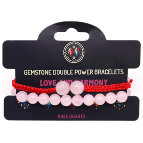 3x Gemstone Double Power Bracelets - Rose Quartz