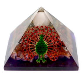 Lrg Organite Pyramid 70 mm - Peacock (earth base)