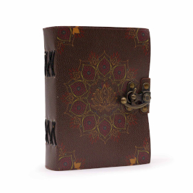 Leather Lotus Mandala Deckle-edge Notebook (18x13cm)
