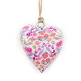 24x Lrg Decor Wood Hearts -  Pretty Floral