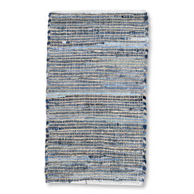 Medium Jute and Recycled Cotton Rug - 90x150cm - Blue