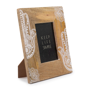 Med Mango Wood Picture Frame (for 10x15cm) 26x20x2cm - Hamsa - White