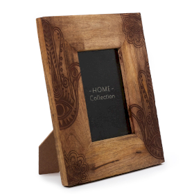 Med Mango Wood Picture Frame (for 10x15cm) 26x20x2cm - Hamsa - Black