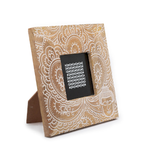 Small Mango Wood Picture Frame (for 10x10cm) 20x20x2cm - Buddha - White