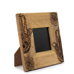 Small Mango Wood Picture Frame (for 10x10cm) 20x20x2cm - Hamsa - Black