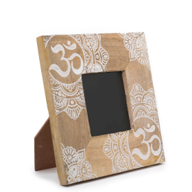 Small Mango Wood Picture Frame (for 10x10cm) 20x20x2cm - Mandala - White