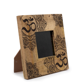 Small Mango Wood Picture Frame (for 10x10cm) 20x20x2cm - Mandala - Black