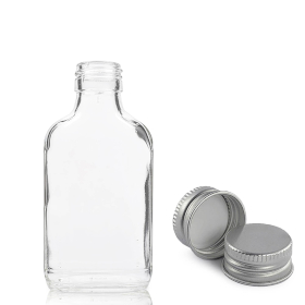120x 100ml Clear Glass Flask Bottle with Aluminium Cap