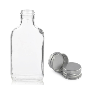 80x 250ml Clear Glass Flask Bottle with Aluminium Cap