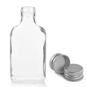 80x 350ml Clear Glass Flask Bottle with Aluminium Cap