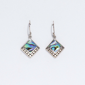 Shell & Silver Earrings - Square Dots - Abalone