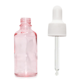 330x 30ml Rose Pink Glass Dropper Bottle with White Pipette