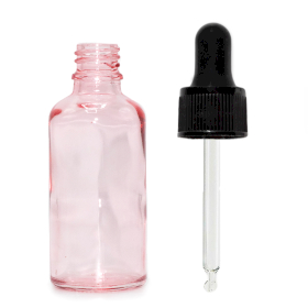 264x 50ml Rose Pink Glass Dropper Bottle with Black Pipette