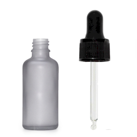 160x 10ml Frosted Grey Glass Dropper Bottle with Black Pipette