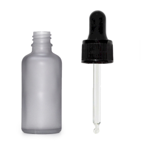 330x 30ml Frosted Grey Glass Dropper Bottle with Black Pipette