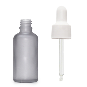 330x 30ml Frosted Grey Glass Dropper Bottle with White Pipette