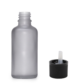 264x 50ml Frosted Grey Glass Dropper Bottle with Child Resistant Dropper Cap