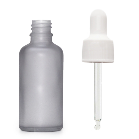 264x 50ml Frosted Grey Glass Dropper Bottle with White Pipette