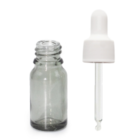 160x 10ml Smoke Grey Glass Dropper Bottle with White Pipette