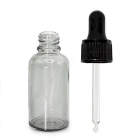 330x 30ml Smoke Grey Glass Dropper Bottle with Black Pipette