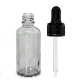 264x 50ml Smoke Grey Glass Dropper Bottle with Black Pipette