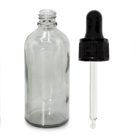 168x 100ml Smoke Grey Glass Dropper Bottle with Black Pipette