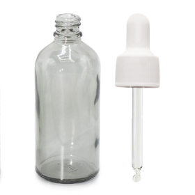 168x 100ml Smoke Grey Glass Dropper Bottle with White Pipette