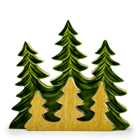 2x Lost in the Forrest - Three Trees 3D Wooden Decoration - 20x23cm