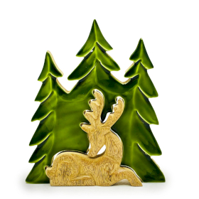 2x Lost in the Forrest -  Stag in the Forrest 3D Wooden Decoration - 23x20cm