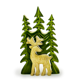 3x Lost in the Forrest -  Stag in the Forrest 3D Wooden Decoration - 25x15cm