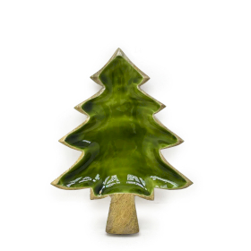 2x Lost in the Forrest -  Enamel Tree Wooden Bowl - 25x19cm